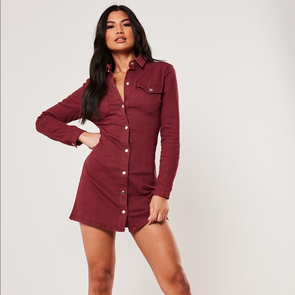 Missguided Dresses & Skirts - Missguided Button Front Red Denim Dress [NWT]